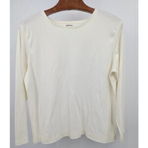 Vintage 100% Cotton Aileen Cream Long Sleeve Top Size XL Made in USA